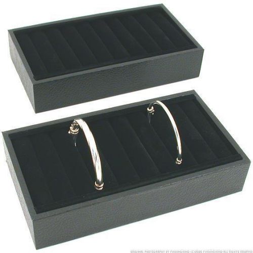 2 Black Velvet Bangle Bracelet Display Trays Jewelry