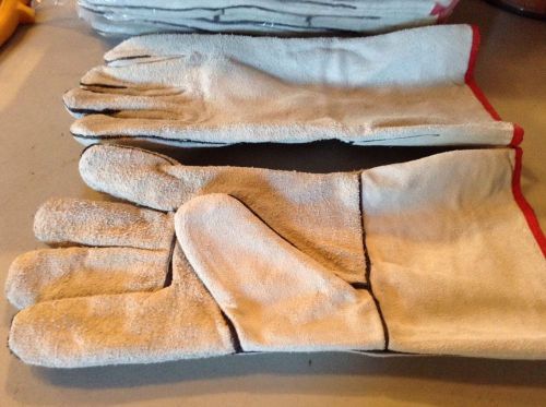 Lot Of 12 Industrial Work Gloves Lined Size Large 100% Leather