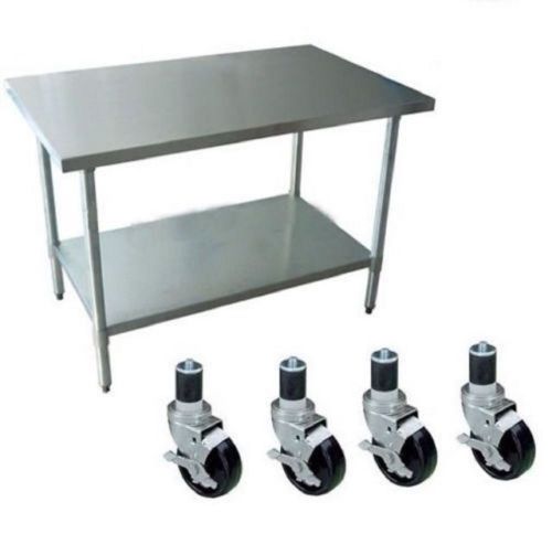 Worktable with 4 casters (wheels). stainless steel .(30&#034; x 36&#034;)tslwt43036f-wheel for sale