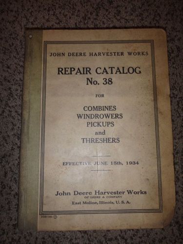 JOHN DEERE No. 38 ORIGINAL Repair Catalog Hit and Miss Gas Engine Stationary