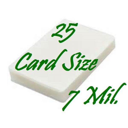 25- Card Size Laminating Laminator Pouches/Sheets  2-1/2 x 3-3/4..  7 mil