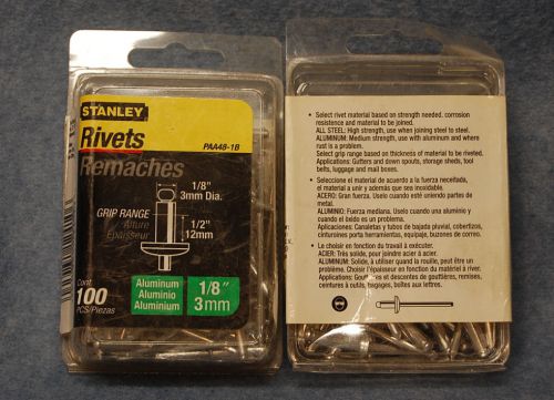 2 Packages STANLEY PAA48-1B Rivet, Blind, 1/8In, 155Lb., 100 and 50 count