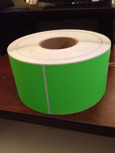 4x6 Matte Fluorescent Green Perforated Labels 4 Thermal Transfer Ribbon Printers