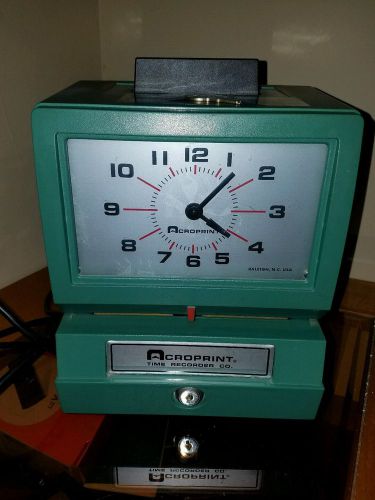 Acroprint 125 125nr4 employee time clock punch stamp recorder key working! for sale
