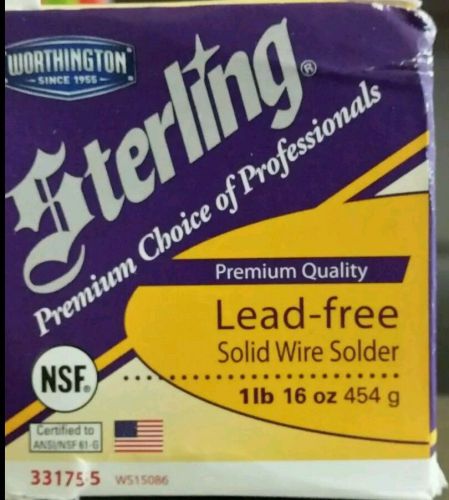 Lot of 5 rolls sterling lead free solid wire solder 1 pound rolls #ws15086 new for sale