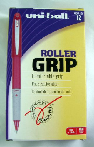 Uni-Ball Roller Grip Fine Point 0.7mm Roller Ball RED Ink Pens BOX OF12 #60710
