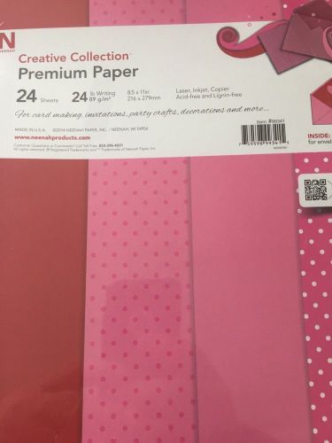 8.5 X 11 Red &amp; Pink Premium Paper  120 Sheets 24 Lb Neenah Free Ship!