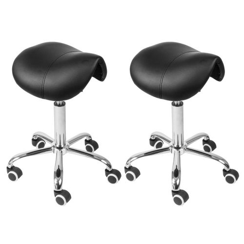 2 Black Adjustable Tattoo Salon Stool Hydraulic Rolling Chair Facial Massage Spa