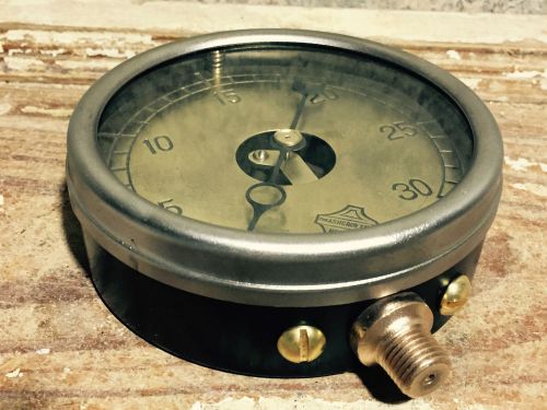 Dated DEC 1910: Large 5&#034; ASHCROFT Vintage Brass Pressure Gauge, Steampunk, Water