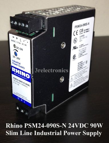 Rhino PSM24-090S-N 24VDC 90W Slim Line Industrial Power Supply