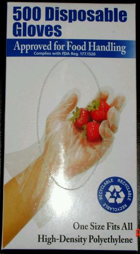 500 Disposable (Clear) Polyethylene Gloves FDA-Approved for Food Handling-