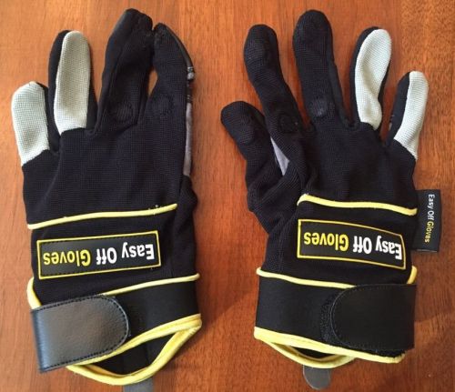 Easy Off Gloves Fold Back Finger Tip Magnetic Black Yellow Size 7