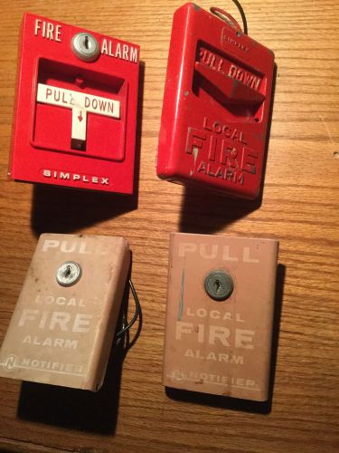 Lot of 4 fire alarm pull stations simplex notifier for sale