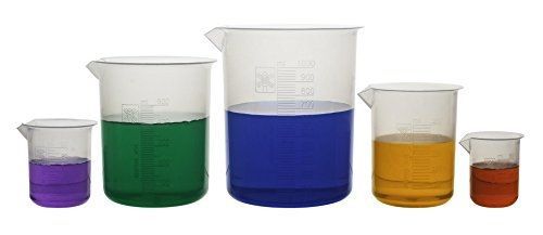 hBARSCI Laboratory Plastic Beaker Set of 5, Made of Premium Polypropylene with