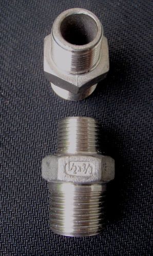 Stainless steel reducer nipple  1/2&#034; x  3/8&#034; npt  pipe rn-050-037 for sale