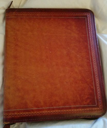 Vintage brown  Leather  Two Pocket  7 ring Binder made in U.S.A.
