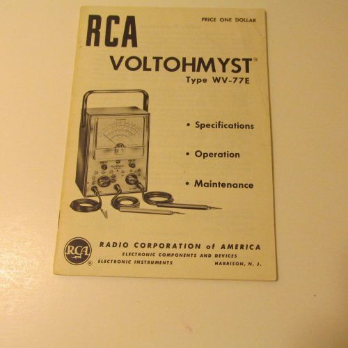 RCA WV-77E VOLTOHMYST MANUAL, SCHEMATICS, PARTS LISTS,