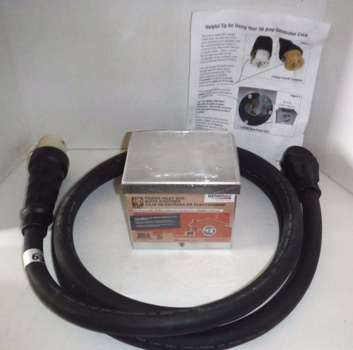 Generac 6330 generator power cord, 10 ft. + 6334 50 amp power inlet box for sale