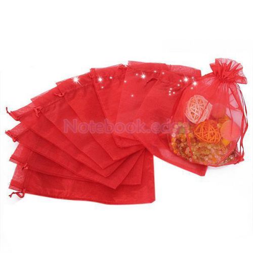 10pcs organza bag gift bag jewelry pouch xmas wedding favor - red for sale
