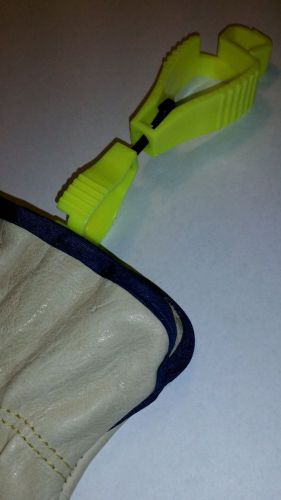 New neon yellow glove guard clip made in usa safety glove holder hangs belt loop for sale