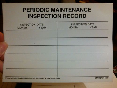 20 periodic maintenance inspection record label sticker -5&#034; x 4&#034; jj.keller for sale