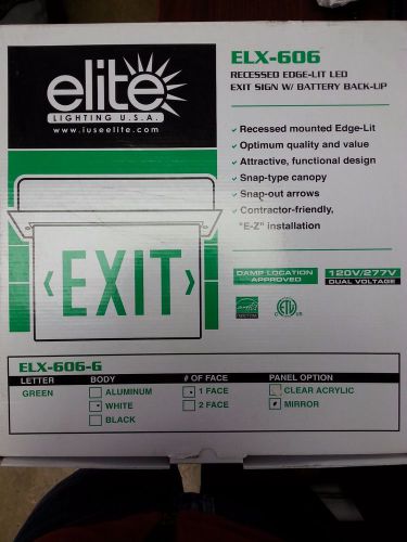 Elite lighting elx-6060g recessed edge-lit led exit sign for sale