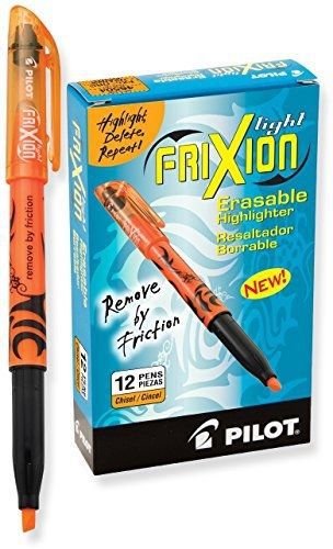 Pilot FriXion Light Erasable Highlighters, Chisel Point, Orange, Dozen Box