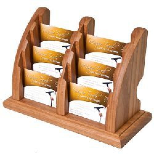 Clear-Ad BCW-6 - Wooden 6-Pocket Office Business Card Holder Display for Desk