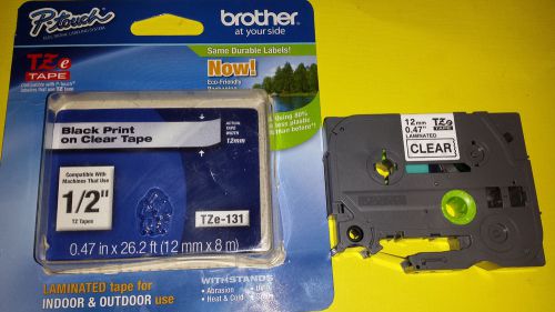 Brother TZe131 Black on Clear 1/2-Inch Labeling Tape (26.2 Feet)- Retail Pack.