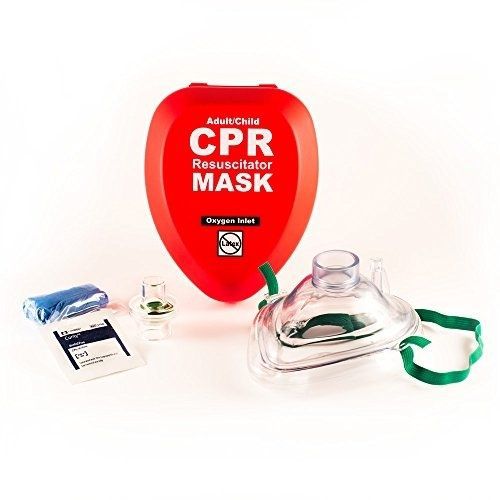 WNL Products Adult/Child CPR Mask Kit W/Gloves W/O2 Inlet Rescue Valve Case Set