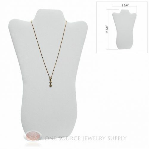 14 1/8&#034; White Leather Padded Pendant Jewelry Necklace Display Easel Presentation