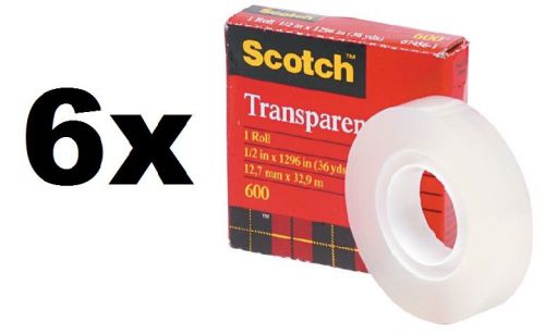 Scotch Transparent Tape Refill 1/2&#034; x 1296&#034; - 6 Rolls