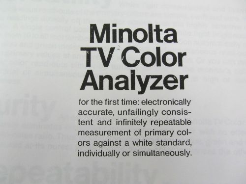 Minolta TV-Color Analyzer Operating Instructions