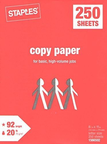 Staples Copy Paper, Multipurpose Laser Inkjet Printer, 8 1/2 x 11 inch Letter