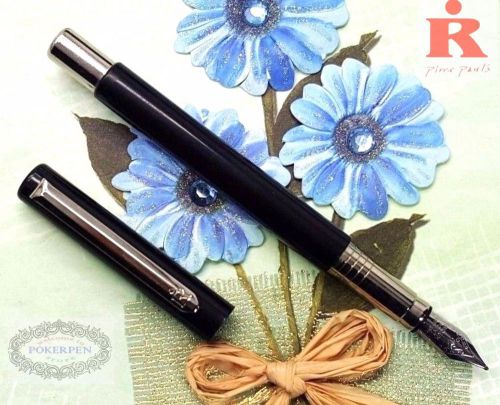 Pirre Paul&#039;s F 101 Fountain Pen BLACK M nib 5pcs poky cartridges BLACK ink