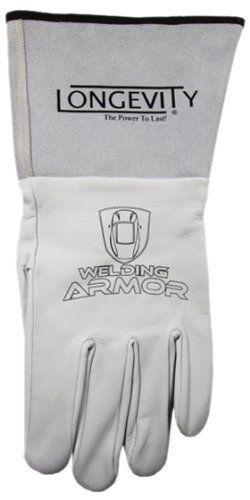LONGEVITY WELDING ARMOR T01-L Tig/Plasma Cutter Fine White Leather Gloves, Large