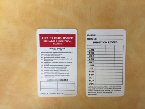 Fire Extinguisher Monthly Inspection Tag NFPA 10 4-3.2