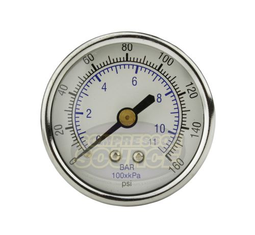 Quality 1/4&#034; npt air pressure gauge 0-160 psi back / rear mnt mount 2&#034; face for sale