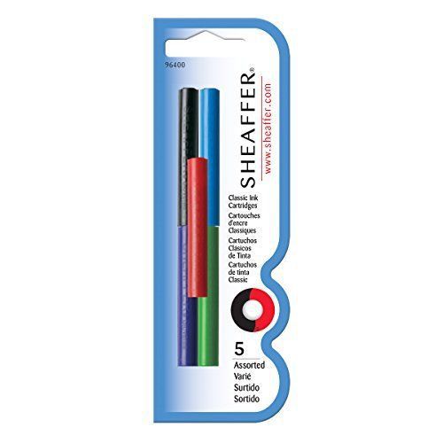 Sheaffer Skrip Ink Cartridges, 5 Assorted Color Cartridges: Black Blue, Red,