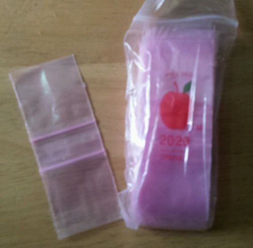 2020 Apple Small Mini Bags Ziplock Baggies  Top QUALITY Pink Color 2&#034; X 2&#034; 200ct