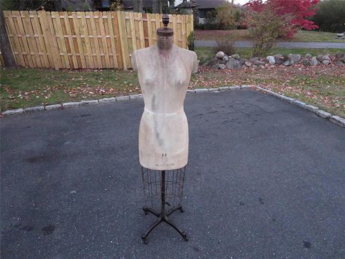 Antique Dress Form J.R. Bauman NY Size 14 Model 1948 Cast Iron Cage Adjustable