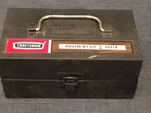 Vintage Craftsman Metal Router Bit Case with 27 bits - 9-25518