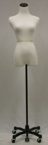 34&#034;25&#034;33&#034; TO 6 FEET TALL WHITE FEMALE MANNEQUIN DRESS FORM + BLACK ROLLING BASE