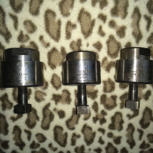 Set of 3 - Greenlee knockout conduit punch and die 1&#034;, 1 1/4&#034;, 1 1/2&#034;
