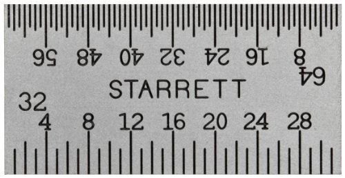 Starrett C604R-1 Spring Tempered Steel Rule With Inch Graduations, 4R