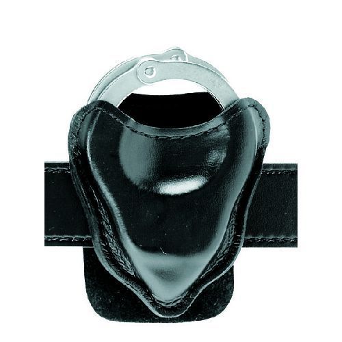 Lot 3 safariland 590-2 black plain chrome snap formed paddle handcuff pouch for sale