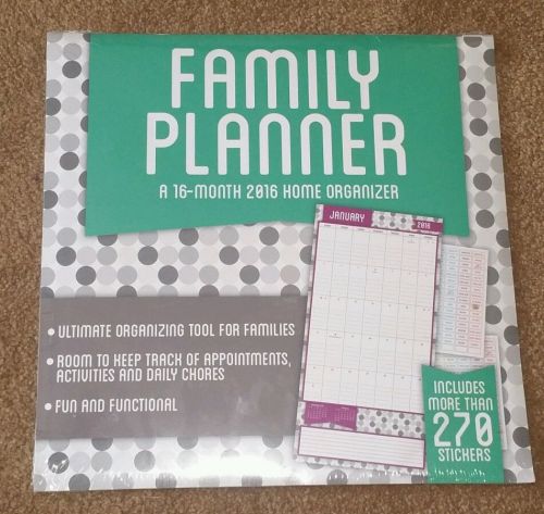 Family Planner 16 month 2016 home organizer colorful man woman chores appointmen