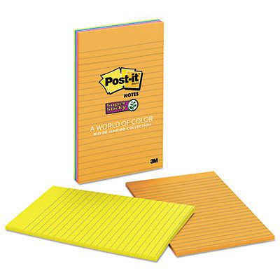 Pads in Rio de Janeiro Colors, Lined, 5 x 8, 45-Sheet, 4/Pack, Sold as 1 Package