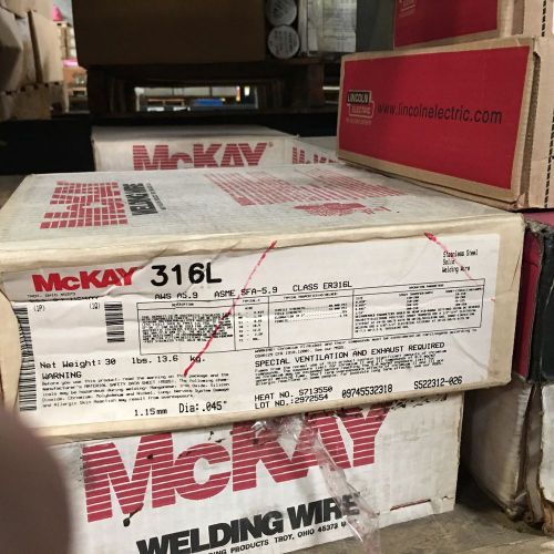 McKay 316L Stainless Steel .045&#034; 30 lb spool Mig Welding Wire NEW