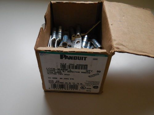 49 new panduit lcc6-10abw-l 2 hole crimp lug for #8 awg copper wire w/ window for sale